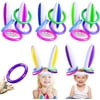 Ottoy 5 Pack Inflatable Bunny Ring Toss Easter Party Games Indoor Outdoor Ring Toss Rabbit Ears Toys Gift Party Favors for Kids Family Easter Party Supplies Carnival Yard Lawn Game(5 Set & 20 Ring)