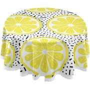 SKYSONIC Fresh Yellow Lemon Round Tablecloth 60In,Table Cover Water Resistant Spill Proof Large Table Cover for Indoor & Outdoor Family Gathering Dinner, Hotel, BBQ