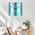 thumbnail image 3 of Turquoise White Ombre Wooden Wall Clock Silent Non Ticking, Abstract Art Modern Teal Gradient Square Wall Clocks Battery Operated, Decor Clock for Home Office, Living Room, Kitchen, 10 Inch, 3 of 9
