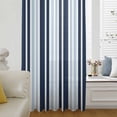 thumbnail image 6 of Navy Blue Sheer Curtains 84 Inches Long, Modern White Geometric Vertical Stripes Light Filering Curtains, Breathable Simi Curtain Privacy Drapes for Living Room Bedroom Lightweight Window Treatment, 6 of 9