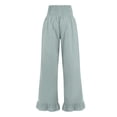 thumbnail image 7 of Lumtrix Women’s Casual Linen Pants Wide Flared Leg Drawstring Palazzo Pants Summer Beach Ruffle Trousers with Pockets Light Gray S, 7 of 7