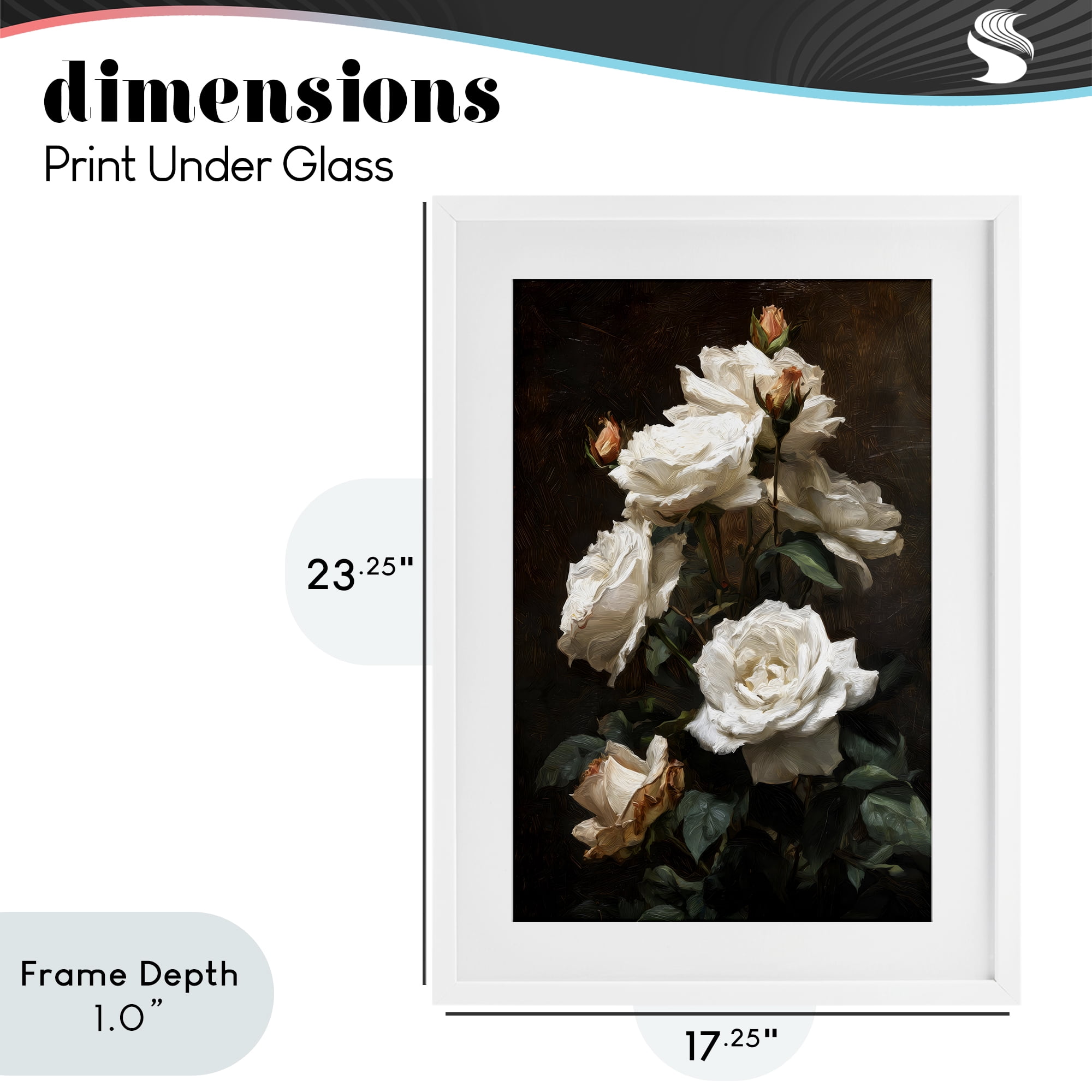 Stupell Industries Tower of White Roses White Framed Print Under Glass, design by Petal Prints Design