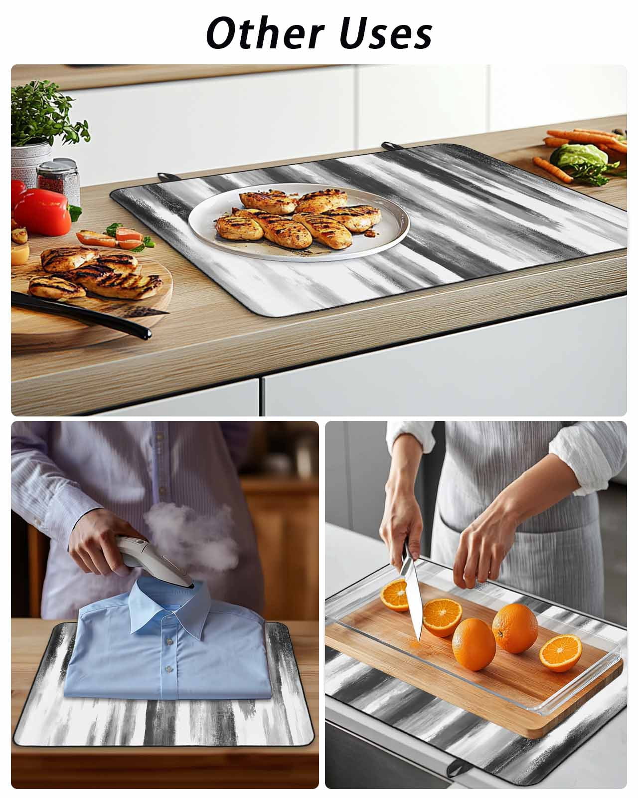 Stove Top Covers for Electric Stove, Black Gray White Glass Stovetop Cover Protector, Vintage Rustic Abstract Ombre Aesthetic Induction Cooktop Protector Oven Mat for Kitchen Countertop 24"x21"