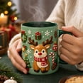 thumbnail image 4 of Trovenix Reindeer Coffee Mug 2D Ceramic Christmas Cup, Hot Cocoa Milk Tea Drinking Mug for Home Office, Festive Holiday Gift for Family, 4 of 7