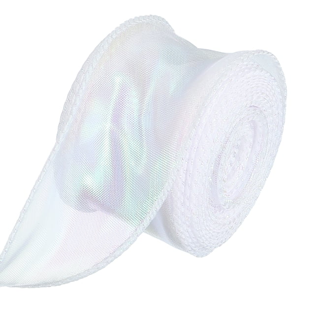 Cinta de Organza Iridiscente Uxcell Cinta de Organza con Alambre para Envolver Regalos y Ramos de Flores Blanca