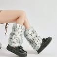 thumbnail image 4 of Plush Furry Leg Warmers for Women Soft Cozy Winter Boot Toppers Aesthetic Dots Fuzzy Foot Covers Footless Socks, 4 of 8