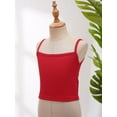 thumbnail image 4 of JanJean Kids Girls Sports Bras Cami Crop Tops Spaghetti Straps Ribbed Knit Vest Workout Undershirts Athletic Tank Top Shirts Red L/中码, 4 of 7