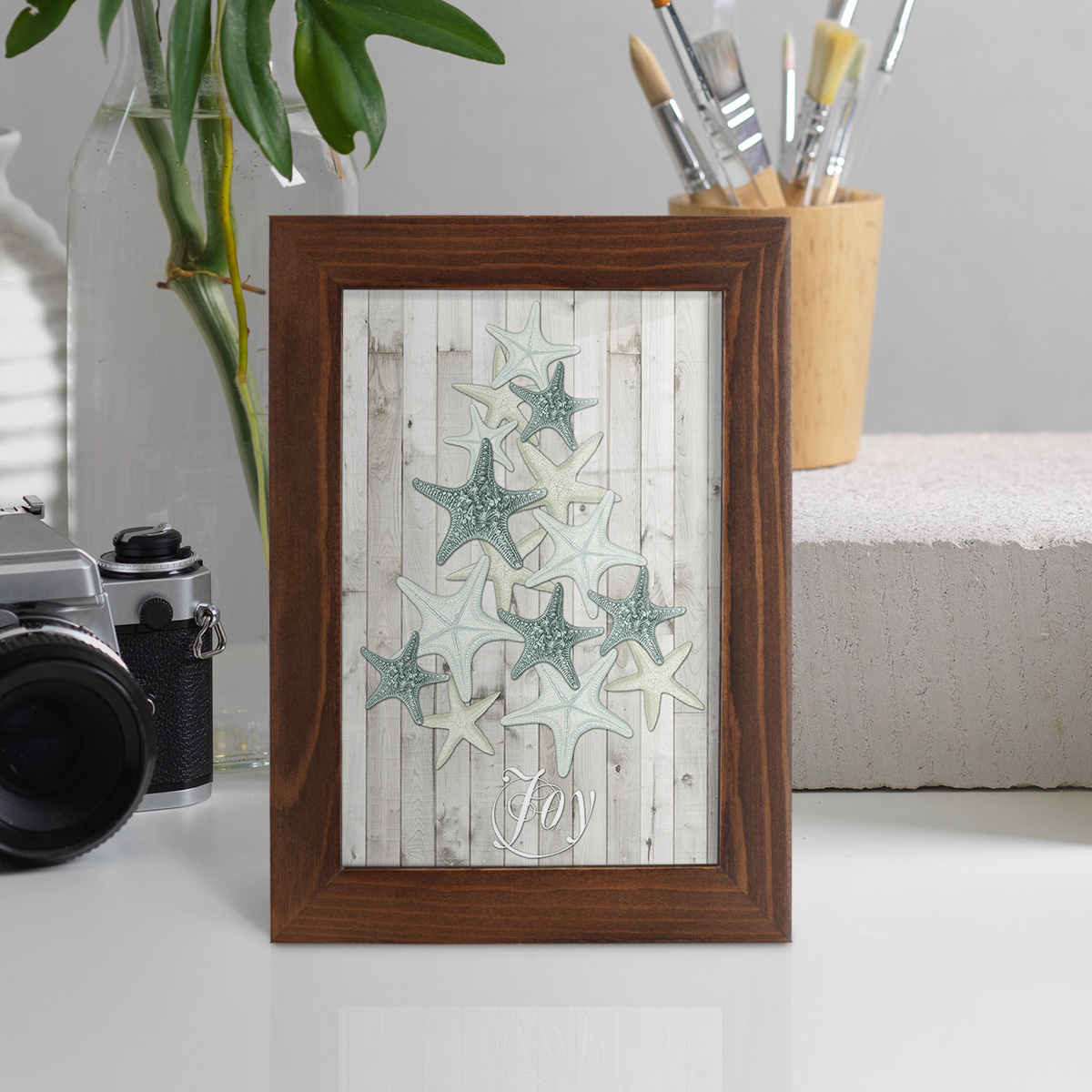 Coastal Christmas III -Framed Print w/glass-Chestnut