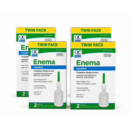 QC Enema Twin Pack, 4.5 oz Saline Laxative, 2 Count, Unisex, Unscented 4 Pack