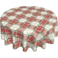 thumbnail image 1 of Christmas Checkered Tablecloth Round, 60 Inch Winter Xmas Red Green Tartan Buffalo Plaids Table Cloth Cover, Non-Slip Waterproof for Kitchen Dining Party Holiday Farmhouse Decor, 1 of 6