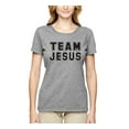 thumbnail image 2 of Wild Bobby Varsity Team Jesus Inspirational/Christian Women Graphic Tee, Heather Grey, Large, 2 of 5