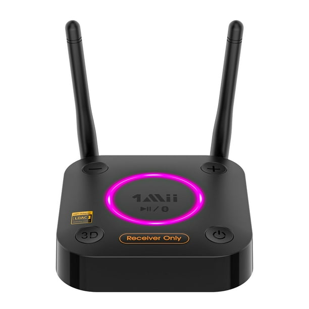 1Mii B06Ultra Receptor Bluetooth 5.2 con LDAC para audio inalámbrico de alta resolución, Adaptador de audio Bluetooth HiFi con DAC Audiophile, 3D Surround aptX HD de baja latencia, AUX óptico coaxial
