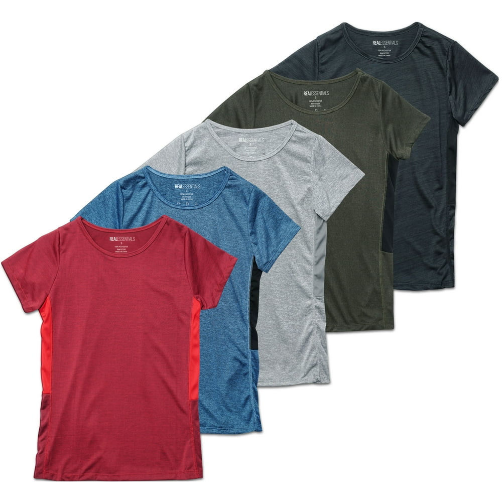 Real Essentials 5Pack Women's ShortSleeve Crew Neck TShirt DryFit