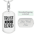 thumbnail image 2 of In The Lord Trust Stainless Steel or 18k Gold Premium Swivel Dog Tag Keychain, 2 of 8