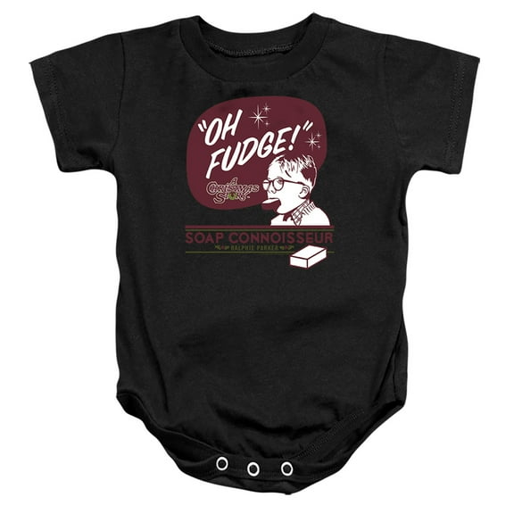 A Christmas Story Oh Fudge Soap Connoisseur Unisex Infant Snap Suit for Baby (12 Months) Black