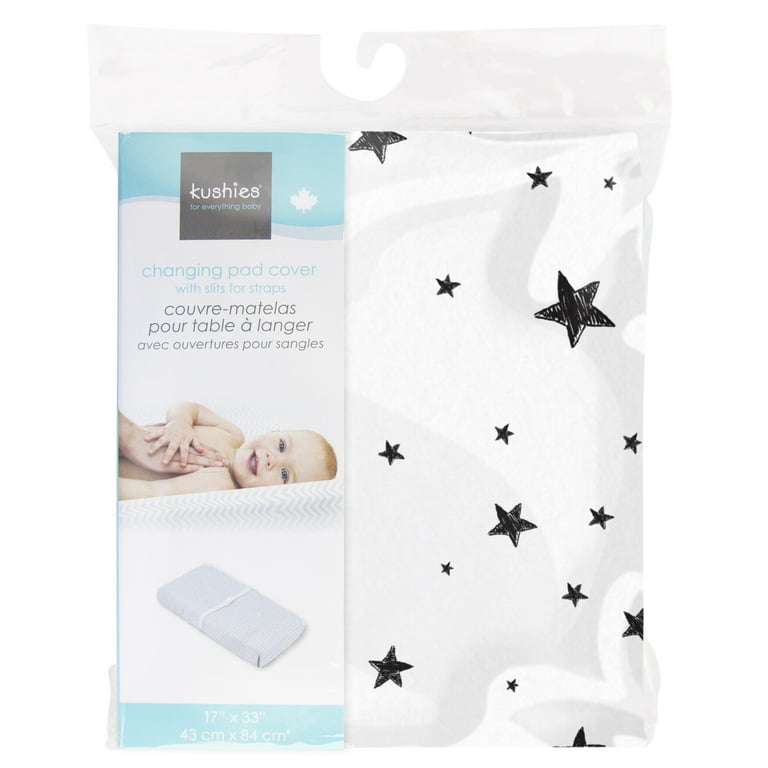 Kushies Change Pad Cover with Slits for Safety Strap Flannel Black