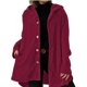 thumbnail image 1 of Chaqueta de Otoño para Mujer con Capucha, Informal, con Botones, Larga, Holgada, de , con Bolsillos. Vino Tinto XL, 1 of 7