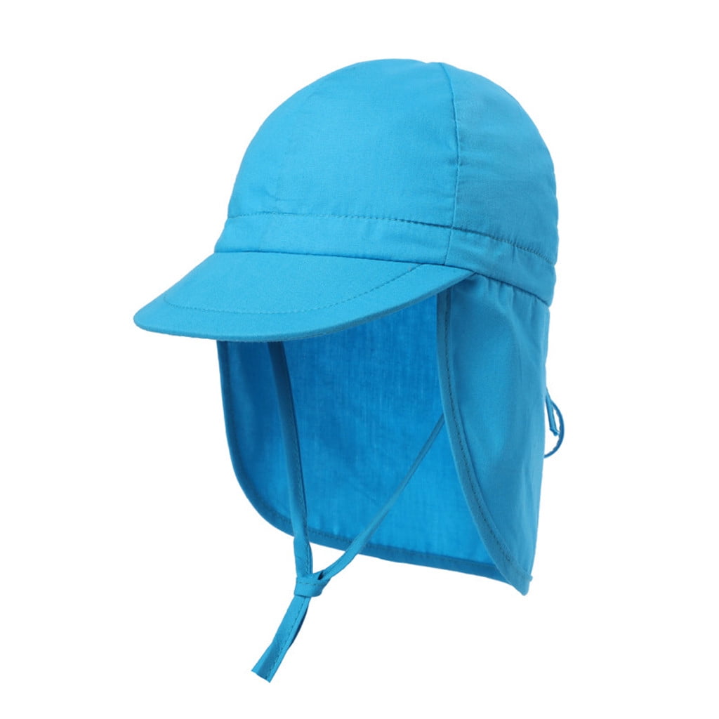 Sun Hat For Baby Ruffles Candy Solid Cap Upf 50+ Swim Hat Blue