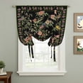 thumbnail image 2 of Black Spring Floral Balloon Curtains 63 Inch Length for Living Room/Bedroom, Elegant Pastoral Flowers Birds Retro Art Rod Pocket Privacy Door Curtains Decorative Tie Up Shade for Window 52"x63", 2 of 8