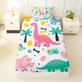 thumbnail image 3 of Homewish Funny Dino Twin Sheets,Kawaii Wild Dinosaur Bedding,Pink,3-Piece,1 Fitted Sheet and 1 Pillowcase, 3 of 6