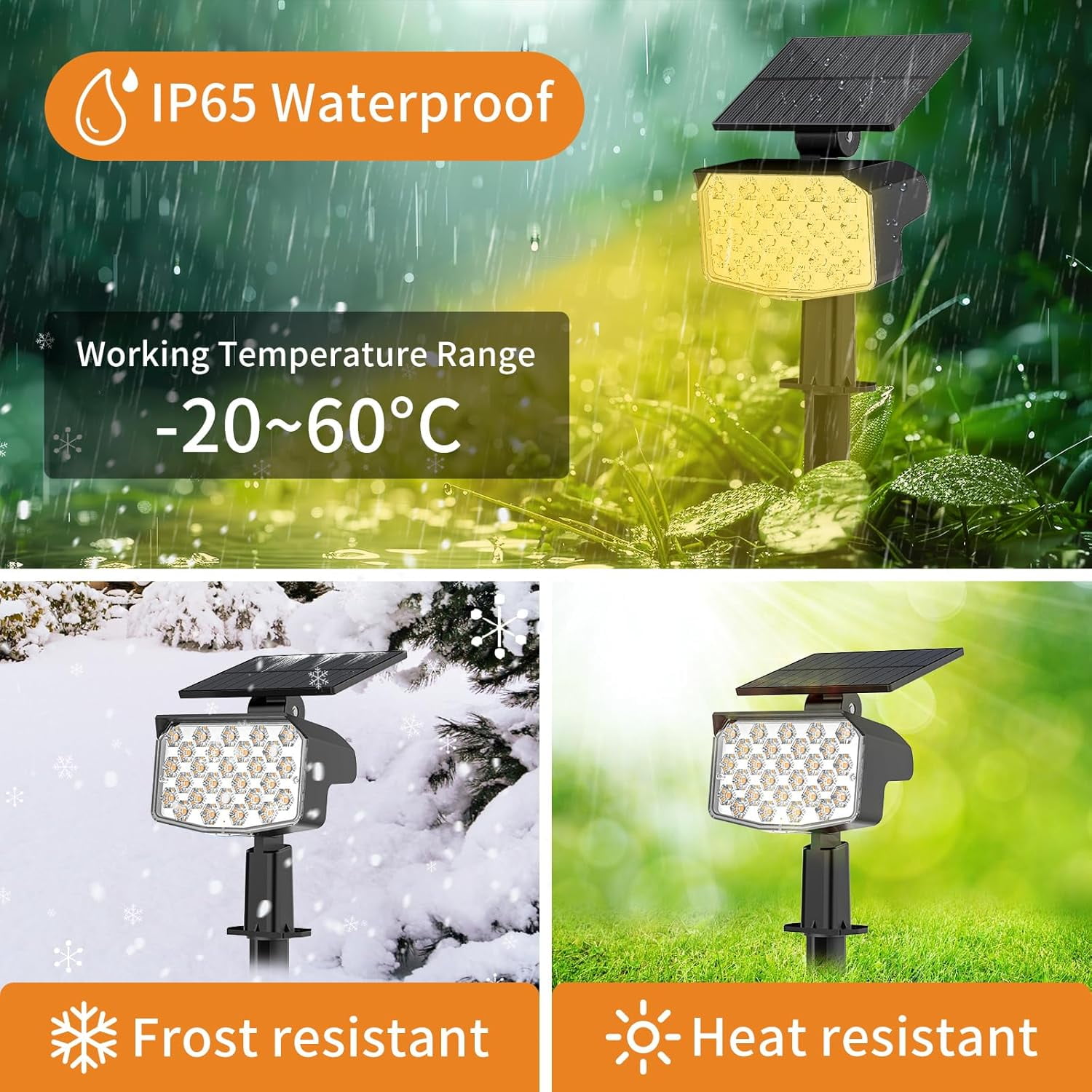 Solar Spot Lights Outdoor, 10 Pack, 3 Modes, Adjustable Landscape Solar Lights, IP65 Waterproof for Walkway, Yard, Garden, Driveway Security-Warm White