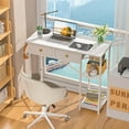 thumbnail image 3 of White Computer Desk, 36 Inch Small Desk with Drawers, Home Office Desk with Storage Shelves for Bedroom, Living Room, Dorm, Vanity Desk for Small Spaces, White, 3 of 8