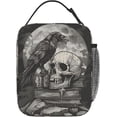 thumbnail image 3 of Boîte à Lunch en Polyester à Motif de Crâne Gothique pour Ados, Sac à Lunch Thermique Réutilisable avec Corbeau pour Femmes Adultes, Sac Fourre-Tout Isotherme Goth pour l'École, le Travail, les Pique-Niques, les Voyages, Motif d'Horreur d'Halloween, 3 of 8