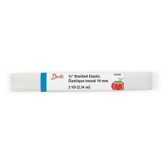Dritz 3/4" Sewing & Crafting Braided Elastic White 3 Yards