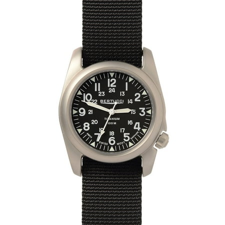Mens A-2T Vintage Analog Titanium Watch - Black Nylon Strap - Black Dial - 12074
