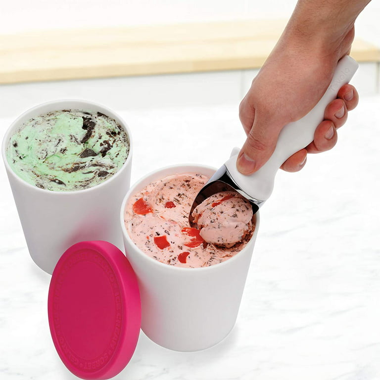 Deluxe Ice Cream Storage Containers with Silicone Lids - Reusable Stackable  Freezer Tubs for Homemade Frozen Yogurt or Food Storage 