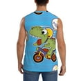 thumbnail image 4 of Lsque Dinosaur Riding a Motorcycle Print Men's Cotton Blend Sleeveless Muscle Shirts (S-3XL)- Moisture Wicking, Odor Protection, UPF 30+,Small, 4 of 8
