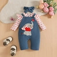 thumbnail image 2 of Utlike 2 Pack Girls Outfits Infant Long Sleeve Dot Prints Romper Bodysuit Cartoon Suspender Pants Clothing Set Matching Outfits For Girl Size 12 Months-18 Months Red, 2 of 7