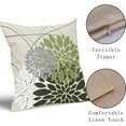 thumbnail image 5 of Olive Green Pillow Covers 18x18 Inch Dahlia Flower White Gray Elegant Colored Throw Pillows Farmhouse Outdoor Decor for Home Sofa Couch Bed Modern Floral Linen Square Cushion Case, Set of 2, 5 of 6