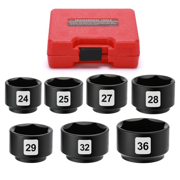 Mayouko 7 Pieces Low Profile Oil Filter Cap Wrench Socket Set, Oil Filter Cap Remove and Install Tool Kit, 24mm, 25mm, 27mm, 28mm,