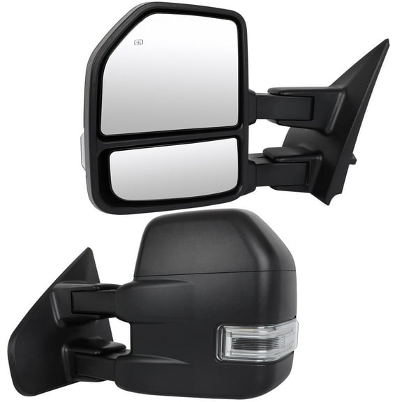 ECCPP Towing Mirrors with 2004-2014 for Ford For F150 Pickup Truck Power Adjusted Heated Turn Signal light Puddle Light Black Cap Housing A Pair (Driver and Passenger Side)