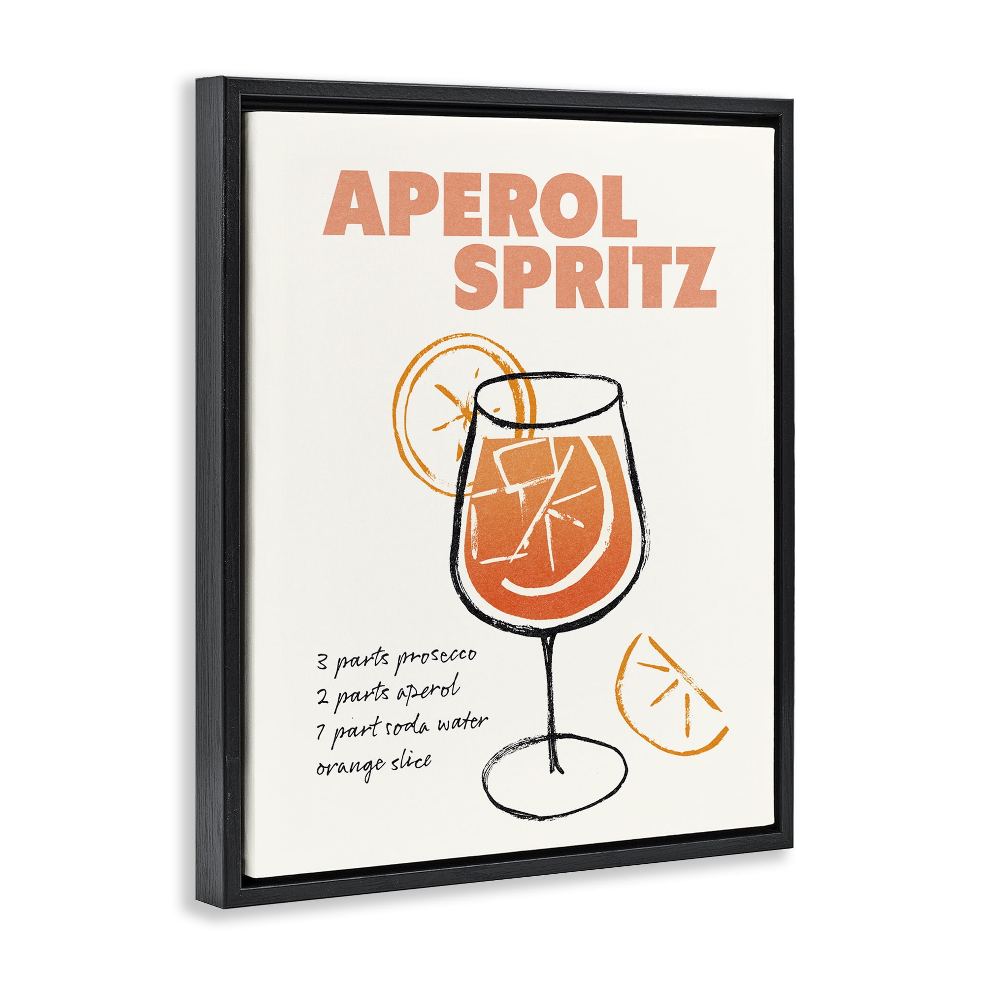 Stupell Industries Aperol Spritz Recipe Food & Beverage Painting Black Floater Framed Art Print Wall Art, 17 x 21