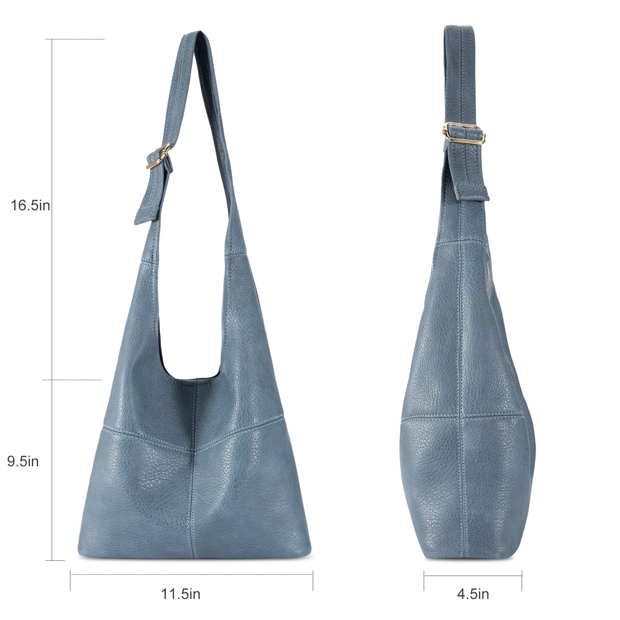 Montana West Hobo Bags Purse for Women Ultra Soft Foldable Shoulder Slouchy Handbags with Cosmetic bag, Jean