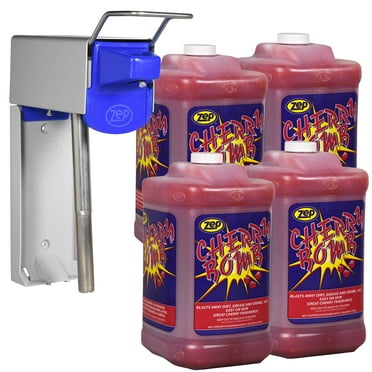 Zep Cherry Bomb Hand Cleaner and Zep D-4000 Hand Soap Dispenser - 1 Gal (Case of 4) - 95124 - Heavy-Duty Shop Grade Formula