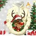 thumbnail image 2 of Fiaer Men's Hoodie Christmas Trendy Oversized Reindeer Printed Hooded Sweatshirts Long Sleeve Baggy Pocket Xmas Tops White M, 2 of 3
