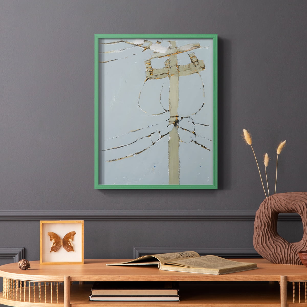 Wires V Framed Print - Solid Wood in Single Picture Frame Solid Wood 2 Framed Print