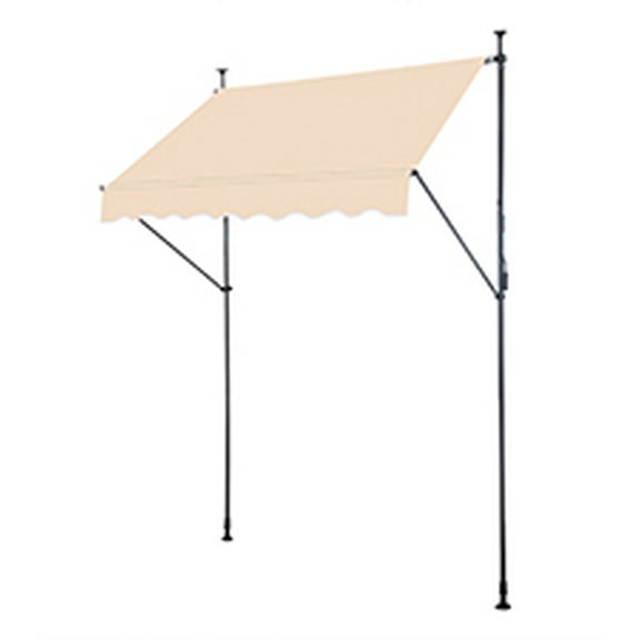 LLToo Retractable Awning, Aluminum Outdoor Canopy Awning Cover w/Crank Handle,78.7"D x 47.2"W x(78.7 -118.1)"H (Khaki)