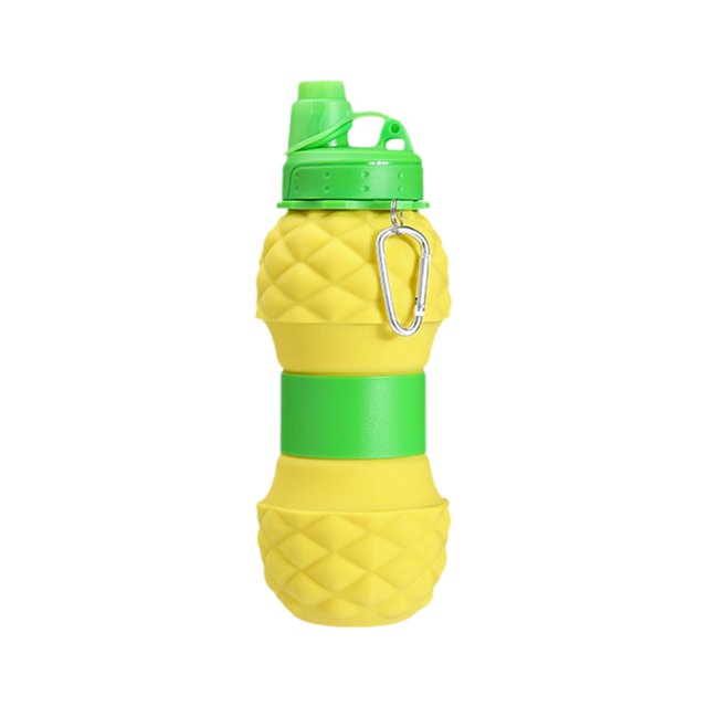 Botella de agua deportiva para niños con forma de piña, plegable, 700 ml, ideal para ciclismo y senderismo Amarillo
