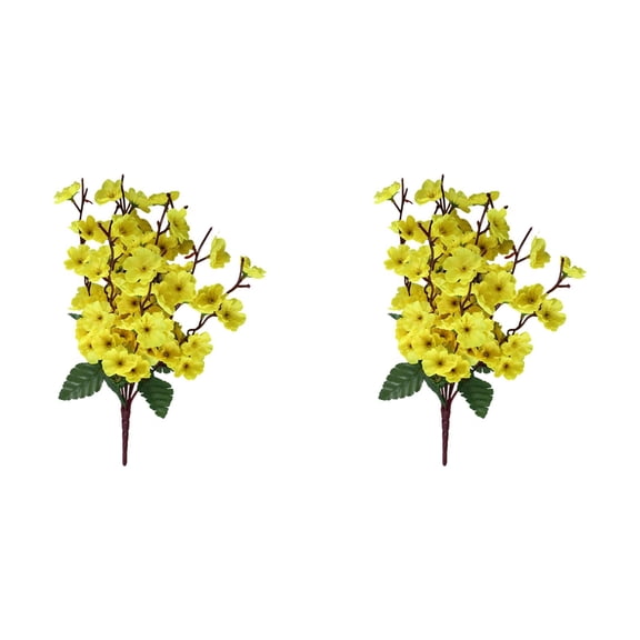 Zoowood 2pc 40cm Yellow Artificial Cherry Blossom Branches Faux Flowers Spring Decor Silk Floral Stems for Wedding Home Vase