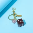 thumbnail image 6 of YANONELRY Fashion Pink Size Dice Crystal Drip Alphabet Keychain Student Red Good Luck Dice String Epoxy Gold Foil Resin Rhinestones Y2K Purse Accessorie, 6 of 7