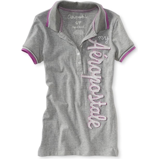 Aeropostale Ny Aero Polo para mujer, gris, grande