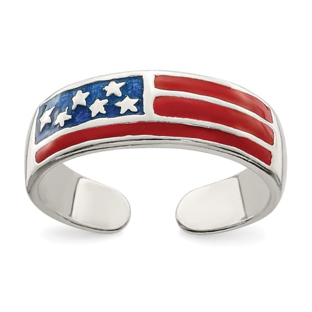 Auriga Fine Jewelry 925 Sterling Silver Enameled Flag Toe Ring for Women