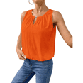 thumbnail image 3 of Chaleco de Moda con Cuello Redondo y Botones, Color Liso, Naranja, Talla XL, 3 of 6