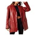 thumbnail image 6 of JunGang Women Leather Blazer Coat, Long Sleeve Lapel Faux PU Leather Jacket Button Front Trench Coat, 6 of 10