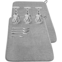 ZeenArt 2 Pack Kitchen Drying Mat, Absorbent Microfiber Dishes Drainer Mats 23.6 x 17.7 Inch, Gray