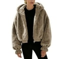 thumbnail image 2 of DAFPZW Womens Fleece Jacket Winter Sherpa Warm Full Zip Hoodies Fuzzy Shearling Long Sleeve Padded Coat Outerwear, 2 of 8